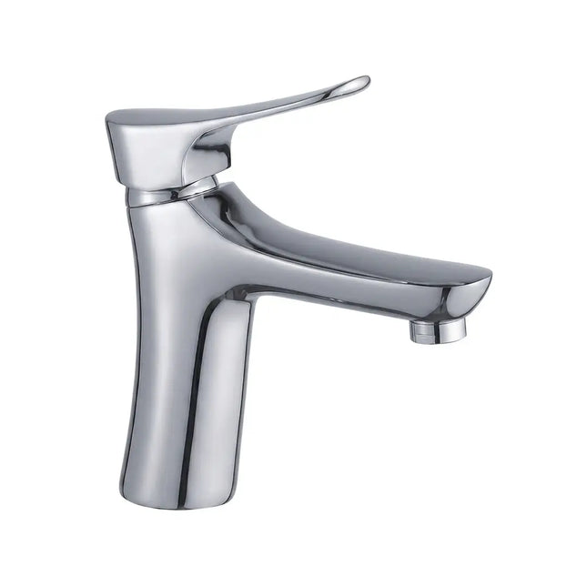 Heavy-duty chrome bathroom sink mixer