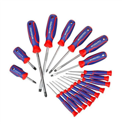 طقم مفكات براغي WORKPRO مكون من 18 قطعة مع رف | WP200506