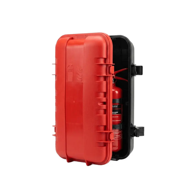 Strong plastic fire extinguisher case