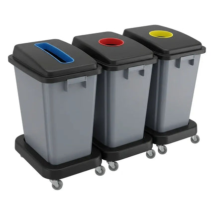 3 recycling bins, 60 liters capacity