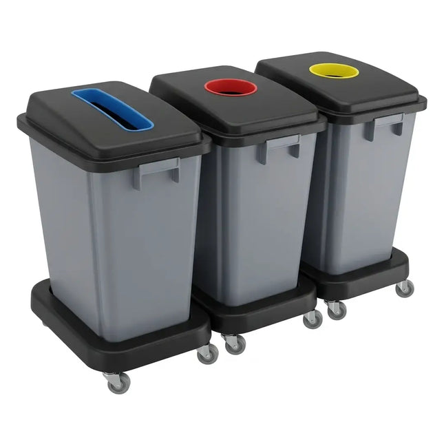 3 recycling bins, 60 liters capacity