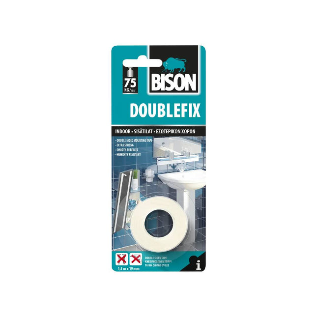 Double-faced white 1.5m 19mm 75kg from Bison (6305457)