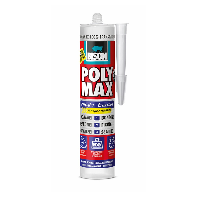Bison Poly Max High Tack Adhesive and Sealant, Transparent, 300g (6312682)