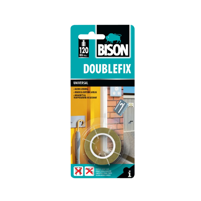 Double-sided white 1.5m 19mm 120kg from Bison (6312502)