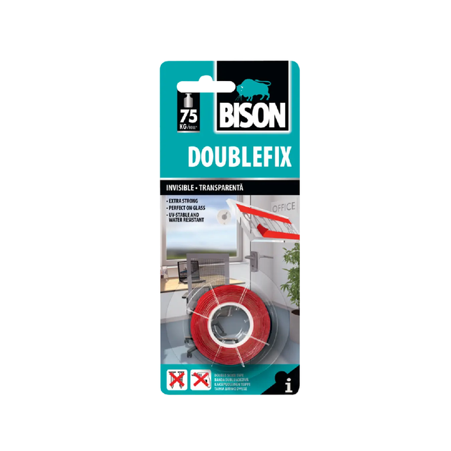 Bison Double Sided Clear Tape 1.5 m x 19 mm 75 kg (6312504)