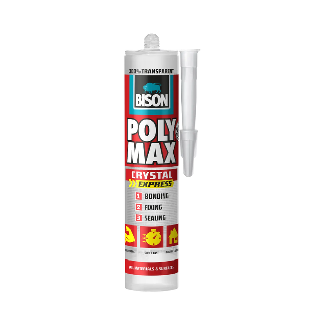 BISON Poly Max Express Crystal Clear Universal Adhesive and Sealant, 300g (6308546)