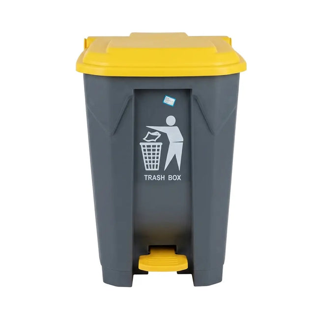 Waste container with lid, various sizes, gray color, yellow face