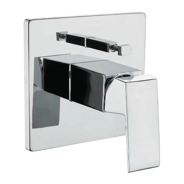 Square chrome bathroom mixer with diverter button