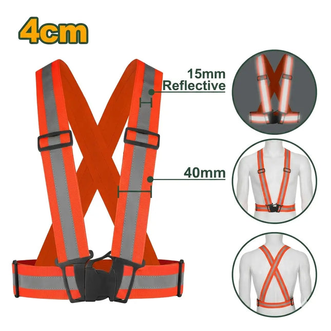 Safety vest with orange reflective straps by Gadyver