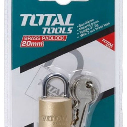 قفل نحاس توتال 20 ملم مع 3 مفاتيح TLK32202
