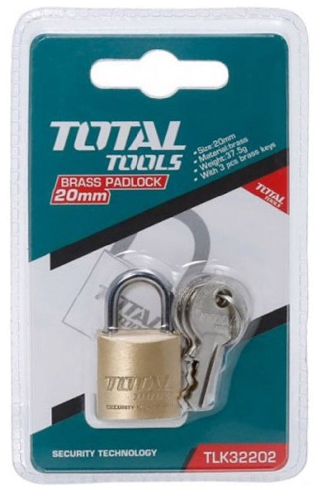 قفل نحاس توتال 20 ملم مع 3 مفاتيح TLK32202