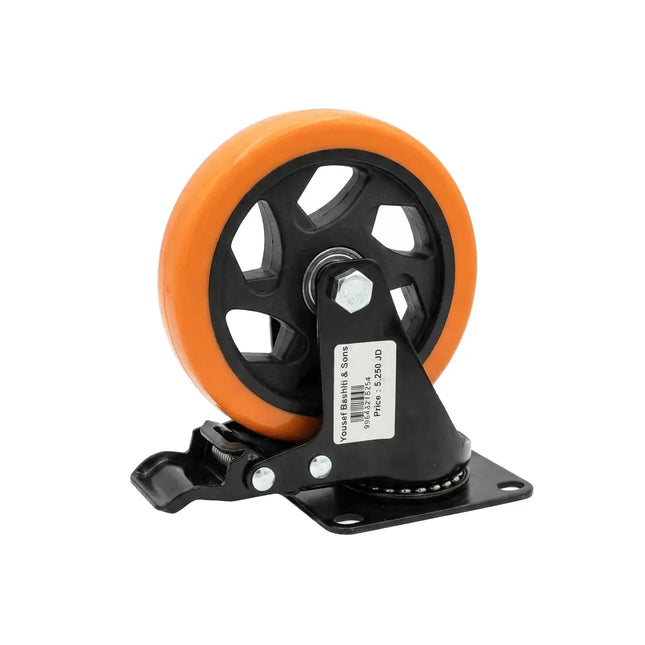 Heavy-duty orange industrial caster, multiple sizes