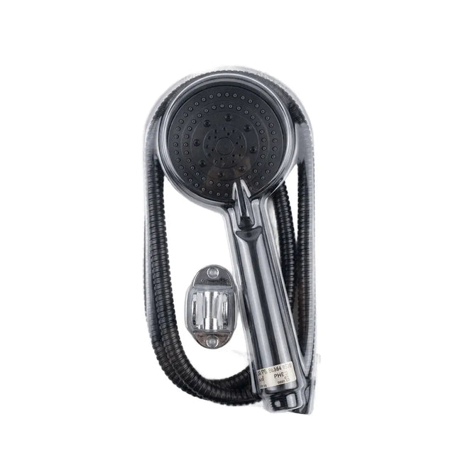 Heavy-duty grey shower head with hose