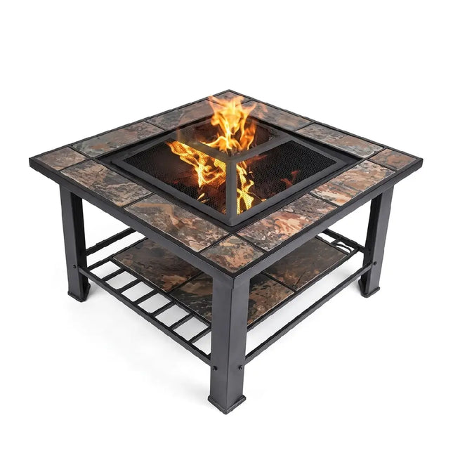 Iron hearth stand, tiled, square, measuring 76*76*51 cm