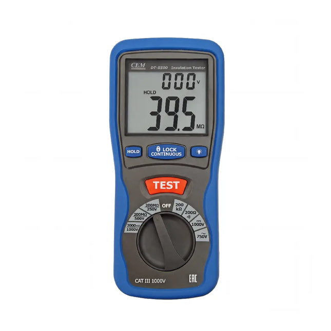 CEM DT-5500 Digital Insulation Tester for Insulation Resistance and Continuity Testing 1000V