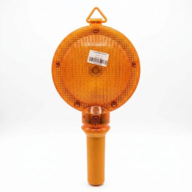 Flashlight on yellow funnel batteries