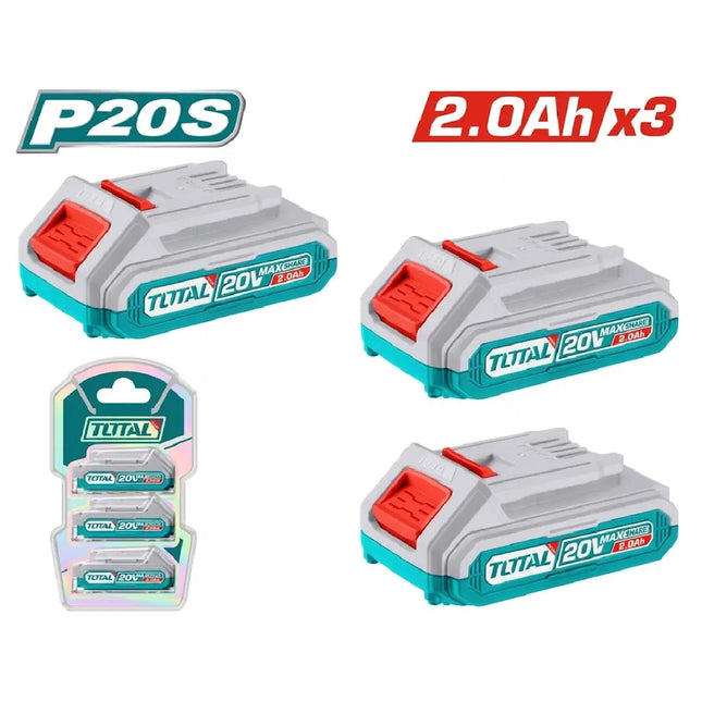 مجموعة بطاريات P20S ليثيوم-أيون 20فولت | 2.0أمبير×3 من توتال (TOSLI240311)