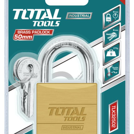 قفل نحاس توتال 50 ملم مع 3 مفاتيح TLK32502
