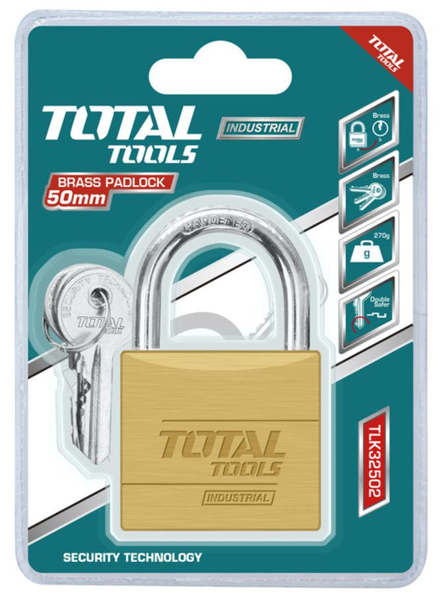 قفل نحاس توتال 50 ملم مع 3 مفاتيح TLK32502