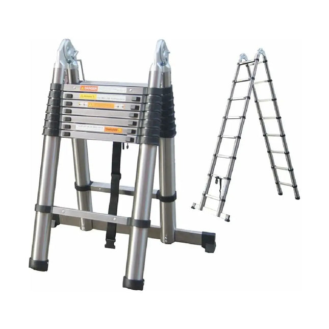 Telescopic double stainless steel ladder, several sizes