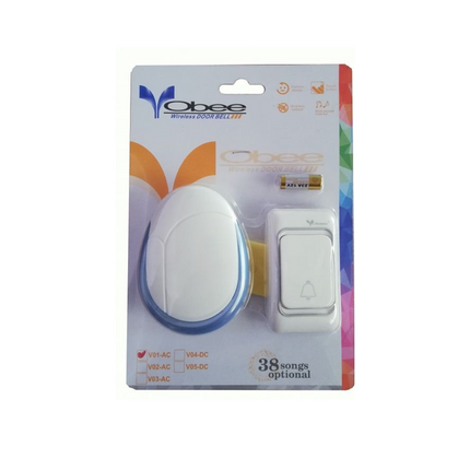 جرس باب لاسلكي أوبي V01-AC مع 38 نغمة — OBEE