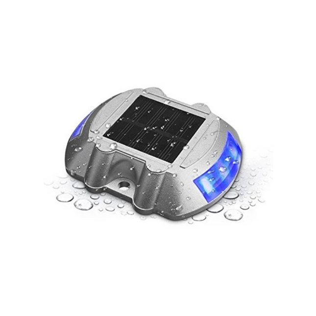 Solar powered street reflector, blue