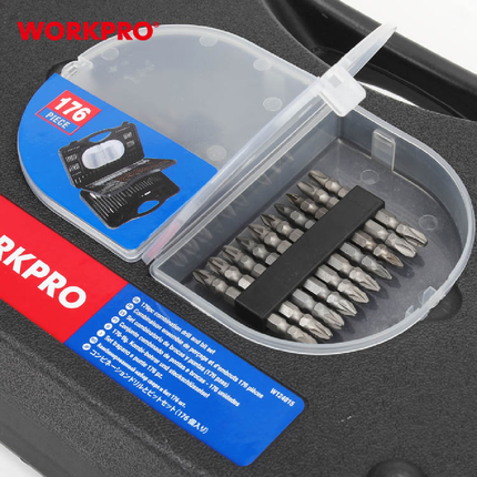 طقم ريش+لقم براغي 176 قطعة من وورك برو (W124015WE)