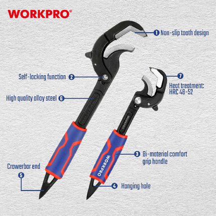 طقم مفتاح مواسير متعدد غز من وورك برو (WP202574)