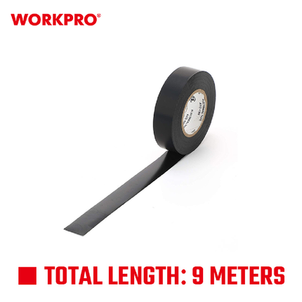 دزينة تيب كهرباء لون اسود 10 لفات 9 متر من وورك برو  (WP296002)