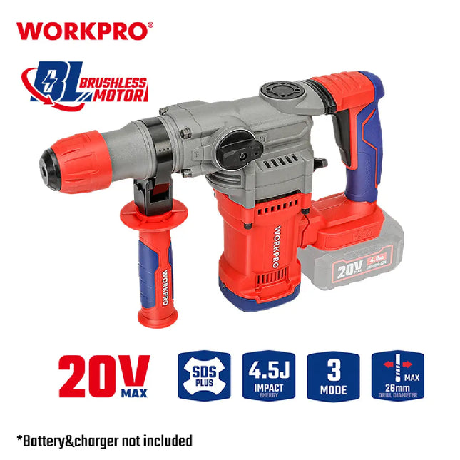 همر دوران وتكسير شحن 26 ملم 20 فولت بدون بطارية وشاحن من وورك برو (WP390306)