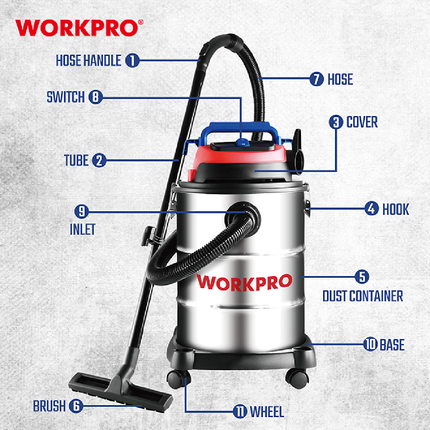 مكنسة صناعية 1200 واط من وورك برو (WP423016CE)