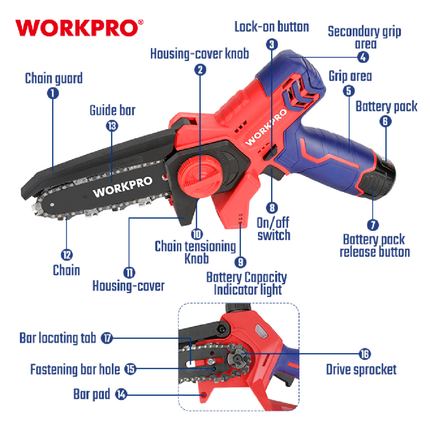 منشار شجر جنزير 6 انش من وورك برو