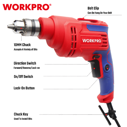 درل كهرباء 500 واط 10 ملم من وورك برو (WP470000)