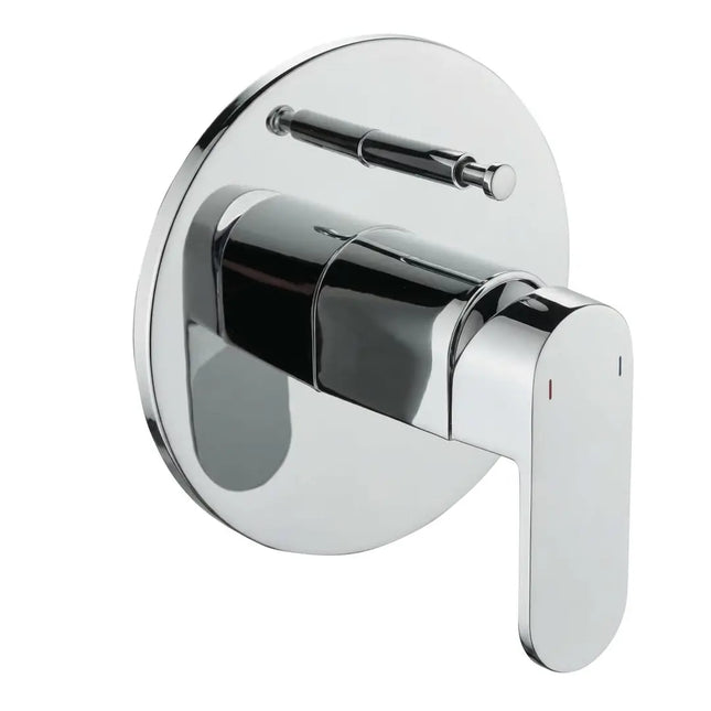 Round chrome bathroom mixer with diverter