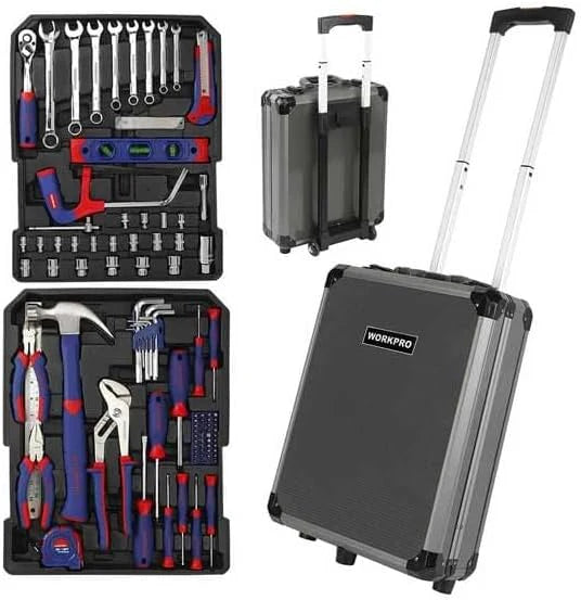 WORKPRO طقم عده ١١١ قطعة بحقيبة عربة ألمنيوم