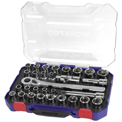 طقم بوكسات WORKPRO 30 قطعة بقياس 1/2 بوصة