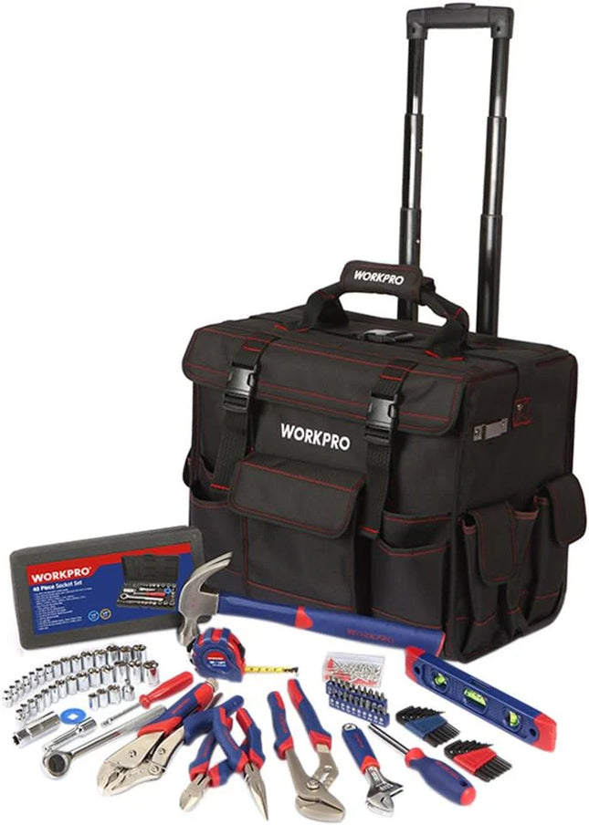 WORKPRO طقم أدوات ١٧٦ قطعة بحقيبة عربة