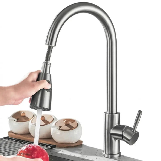 Kitchen sink mixer with chrome hose