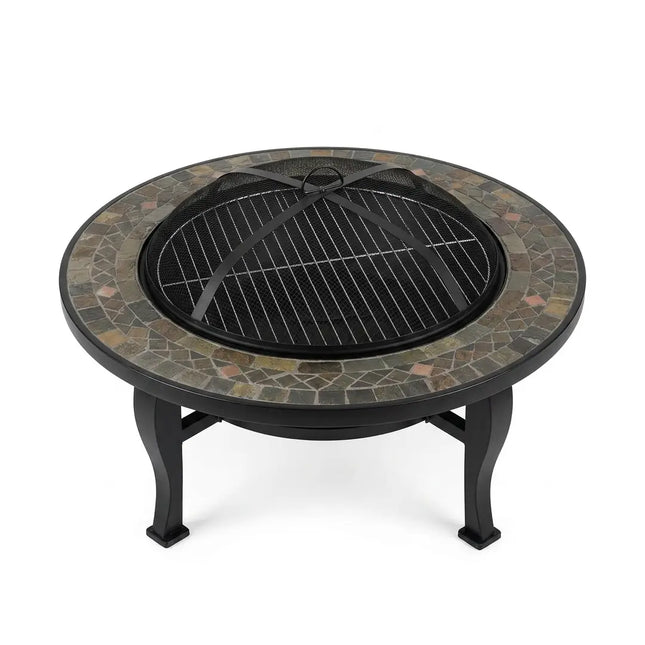 Fire pit metal tiled round measuring 86*86*34 cm