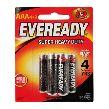 بطاريات إفريدي Super Heavy Duty AAA — 6 قطع — EVEREADY