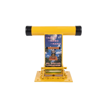 Heavy-duty iron parking barrier, T-shaped, lockable with a bolt